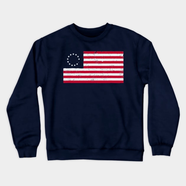 Distressed Betsy Ross Flag Crewneck Sweatshirt by WildZeal